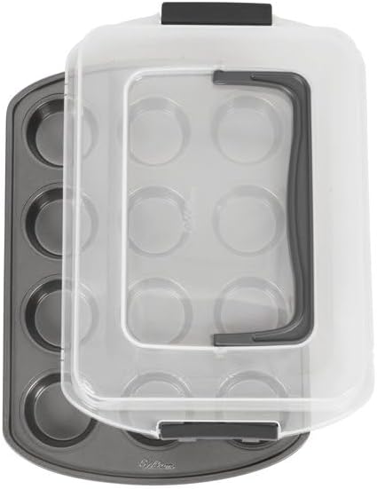 Wilton Cupcake Pan, 12 Cup Non-Stick Carbon Steel Cupcake Mold, cupcakke Pan for Baking and Decorating, Dishwasher Safe, Grey, 2.80 x 10.80 x 15.40 Inches, Gray