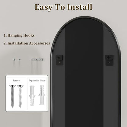 HARRITPURE Arched Bathroom Mirror 30"x48" Black Large Wall Mounted Mirror