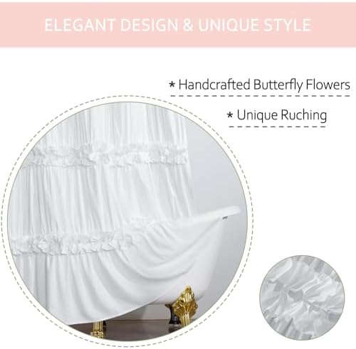 Homechoice Decor White Shower Curtain 2 Pack, 72" W x 72" L x 2 Panels