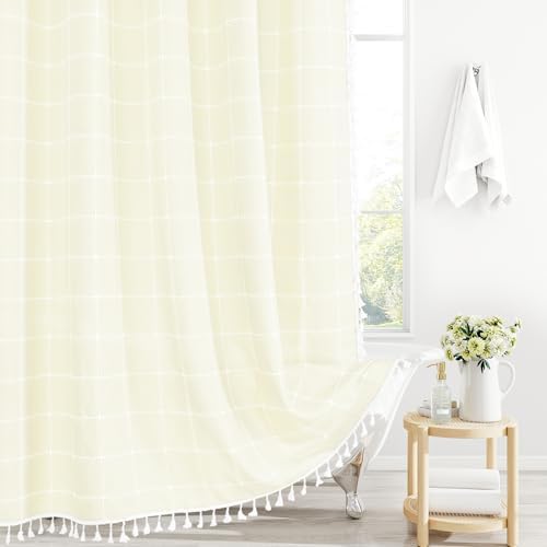 Gibelle Ivory Boho Farmhouse Shower Curtain for Bathroom 72x72