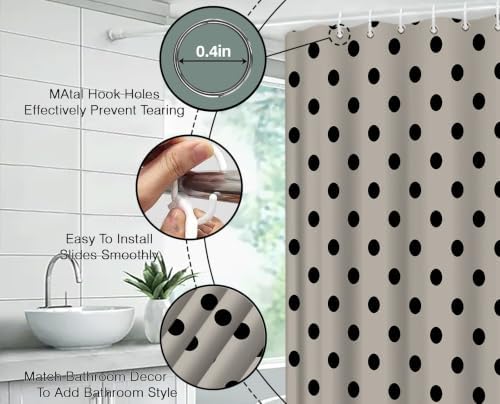 Polka Dot Shower Curtain Bathroom Decor with Hooks,70" Wx78 H