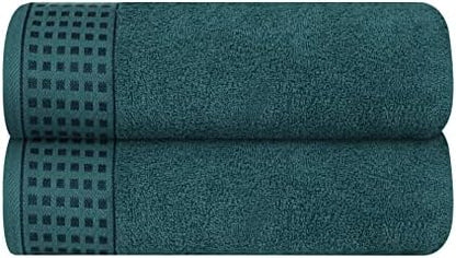 GLAMBURG 100% Cotton 2 Pack Oversized Bath Towel Set 28x55 Inches, Ultra Soft Highly Absorbant Compact Quickdry & Lightweight Large Bath Towels, Ideal for Gym Travel Camp Pool - Teal