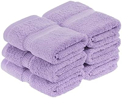 Superior Egyptian Cotton Plush & Absorbent, Face Towel Set of 6, Purple