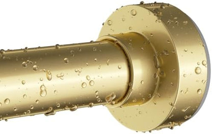 Gold Shower Curtain Rod 34-82 Inches(2.8-6.8ft) Never Rust Adjustable Shower Rod Spring Tension Non Slip No Drilling Shower Rods for Bathroom Garland Window