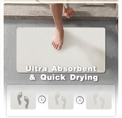 TYUU Thin Bath Mat, Bathroom Rugs Non Slip Washable, 24x48 White
