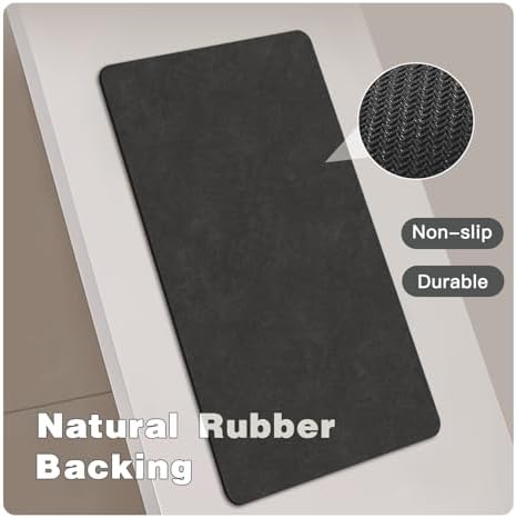 TYUU Thin Bath Mat, Bathroom Rugs Non Slip Washable, 24x36 Black