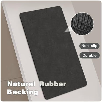TYUU Thin Bath Mat, Bathroom Rugs Non Slip Washable, 24x36 Black