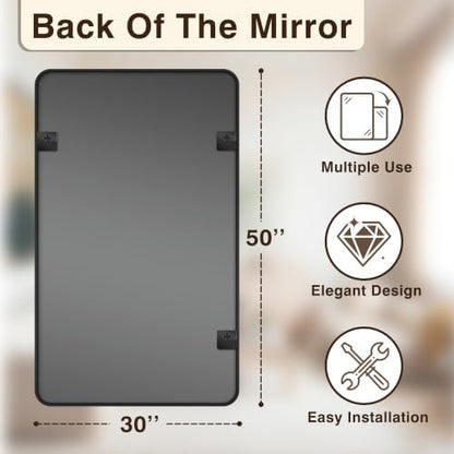 Vanity Bathroom Mirror, 50”x30” Black Bathroom Mirror for Over Sink
