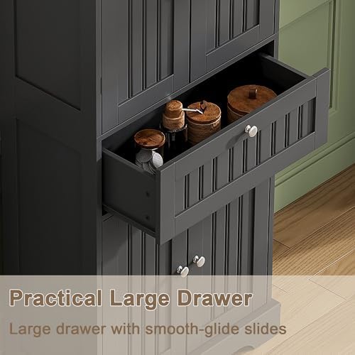 ChooChoo 51" H Bathroom Floor Cabinet with Drawer and Adjustable Shelves