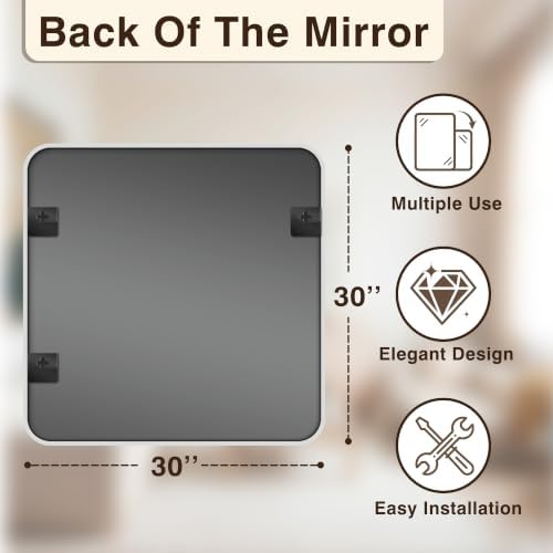 Vanity Bathroom Mirror, 30”x30” Silver Bathroom Mirror for Over Sink