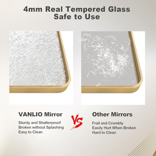 40x30 Inch Gold Framed Bathroom Mirror