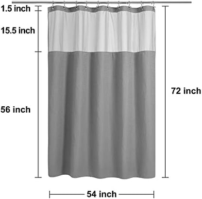 N&Y HOME 54 x 72 Waffle Weave Shower Curtain with Snap-in Liner Set Gray