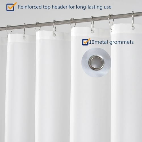 N&Y HOME Fabric Shower Curtain Liner 54 x 72 inches Bath Stall Size, White