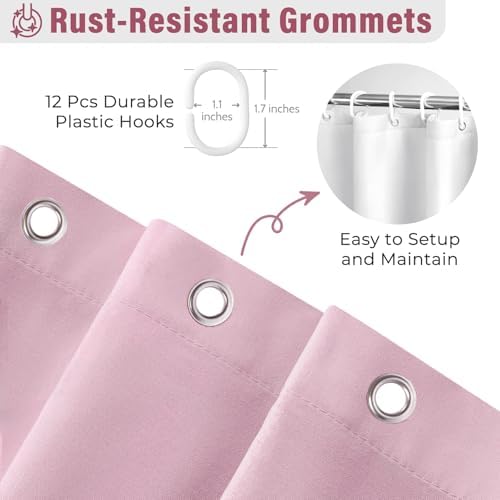 Seasonwood Pink Ruffle Shower Curtain Farmhouse Shower Curtain 72 X 84