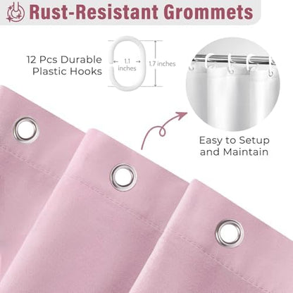Seasonwood Pink Ruffle Shower Curtain Farmhouse Shower Curtain 72 X 84