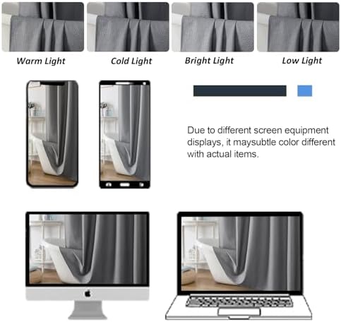 OWENIE Grey Stall Shower Curtain for Bathroom, 3D Embossed Textured Fabric Small Shower Curtain for Narrow Stall Size, Machine Washable Water Resistance, Hotel Style, 36" W x 72" L, Grey