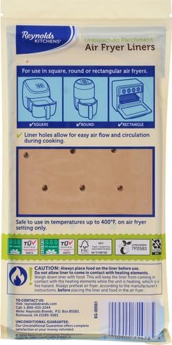 Reynolds Kitchens Air Fryer Liners Disposable, Unbleached Parchment Paper Sheets, 50 Count (Pack of 4)
