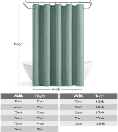 ANRODUO Teal Linen Textured Fabric Shower Curtain Set - W60xL72