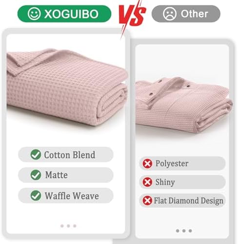 Waffle Weave Shower Curtain Heavyweight Cotton Fabric Blush Pink 72Wx72L