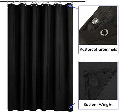 LLSCL 3 Pack Fabric Shower Curtain Liner with Magnets, Shower Curtain with Rustproof Metal Gromments and Waterproof Hotel Quality, 72 x 72 Machine Washable