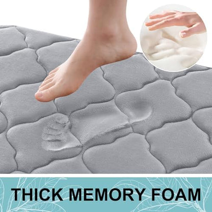 OLANLY Memory Foam Bath Mat Rug 59x34, Ultra Soft Bathroom Rugs, Grey