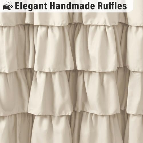 Seasonwood Beige Ruffle Shower Curtain Neutral Shower Curtain 72 x 72