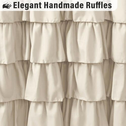 Seasonwood Beige Ruffle Shower Curtain Neutral Shower Curtain 72 x 72