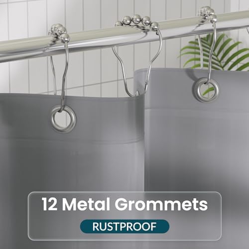 Titanker Plastic Shower Curtain Liner, 72x72 Grey Shower Liner Lightweight PEVA Shower Curtains for Bathroom, Waterproof Shower Liner with Magnets and Rustproof Grommet Holes