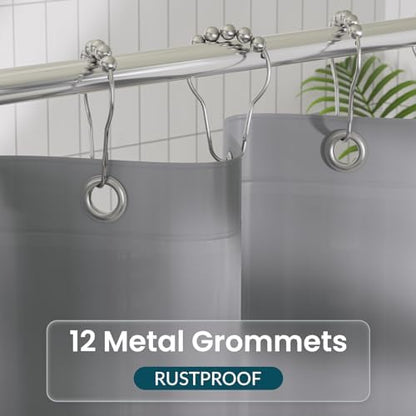 Titanker Plastic Shower Curtain Liner, 72x72 Grey Shower Liner Lightweight PEVA Shower Curtains for Bathroom, Waterproof Shower Liner with Magnets and Rustproof Grommet Holes