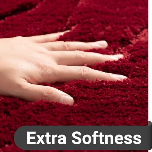 DEXDE Bathroom Rugs Mat Soft Absorbent Shaggy Floor Carpet 20x32 Burgundy