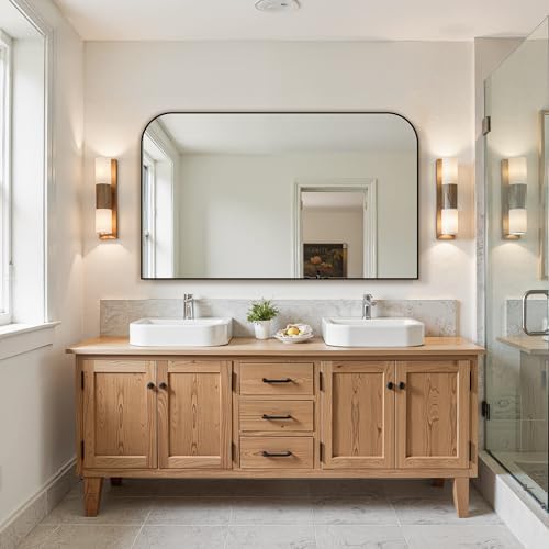 Delma 30"x50" Black Metal Framed Bathroom Mirror for Over Sink