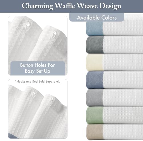 Madison Park Spa Waffle Shower Curtain for Bathroom, 72 x 72, Indigo Blue