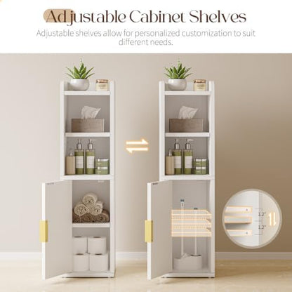 Yoobure Fluted Small Bathroom Storage Cabinet, Narrow Toilet Paper Cabinets
