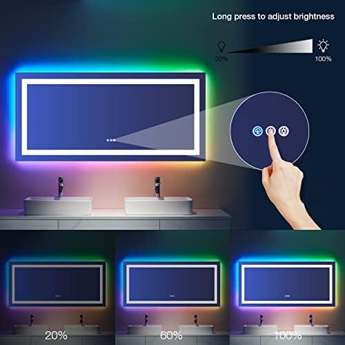 LOAAO 60"X30" RGB LED Bathroom Mirror with Lights, UL Listed