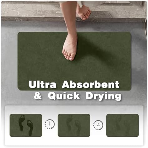 TYUU Thin Bath Mat, Bathroom Rugs Non Slip Washable, 24x48 Sage Green