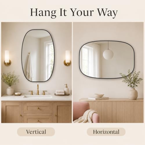 USHOWER Black Oval Bathroom Mirrors 30x48 Inch