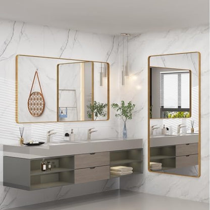 66x40 Inch Gold Framed Mirror for Bathroom