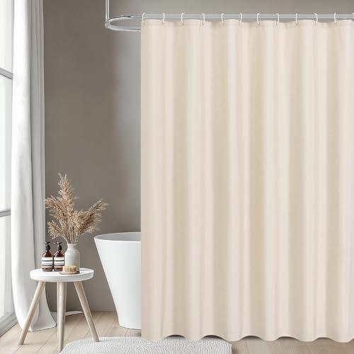 Fabric Long Shower Curtain with Waterproof Layer,72x78,Cream