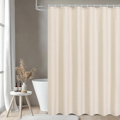 Fabric Long Shower Curtain with Waterproof Layer,72x78,Cream