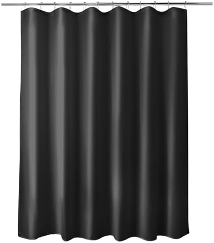 Titanker Fabric Shower Curtain Liner Washable with 2 Magnets, 70 x 72 Inches, Waterproof, Soft Fabric, Lightweight Polyester, Black