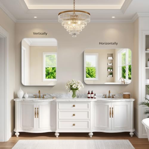 DESBING 40"x30" Bathroom Mirror for Over Sink, Silver Framed Wall Mirror