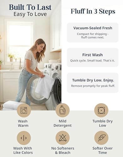 LANE LINEN Bath Towel Set 100% Cotton 24 Piece Soft Absorbent - White