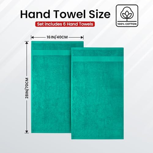 Infinitee Xclusives 100% Cotton Hand Towels for Bathroom - Set of 6