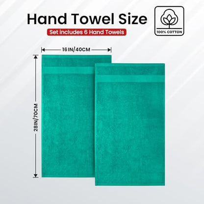 Infinitee Xclusives 100% Cotton Hand Towels for Bathroom - Set of 6