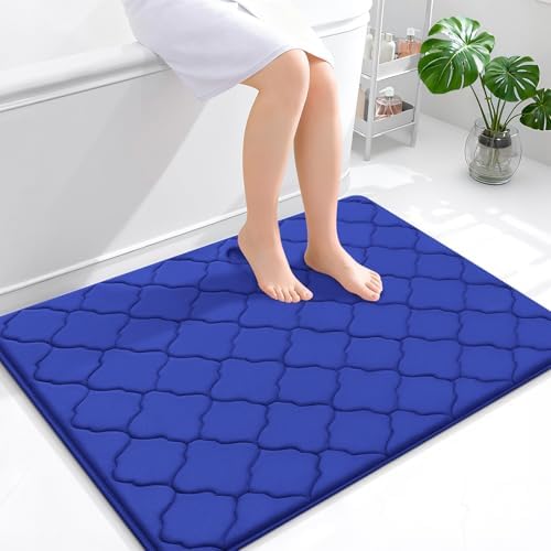 OLANLY Memory Foam Bath Mat Rug 40x32, Ultra Soft Bathroom Rugs, Royal Blue
