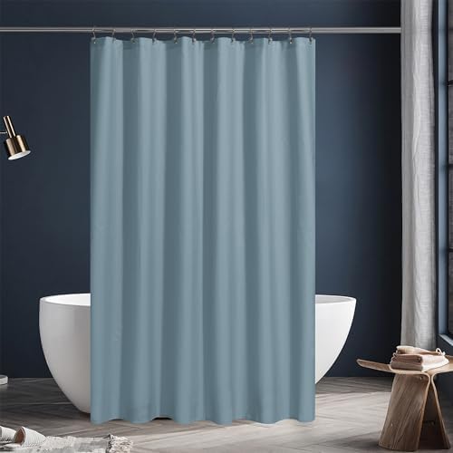 N&Y HOME Fabric Shower Curtain or Liner with Magnets, Blue Fog