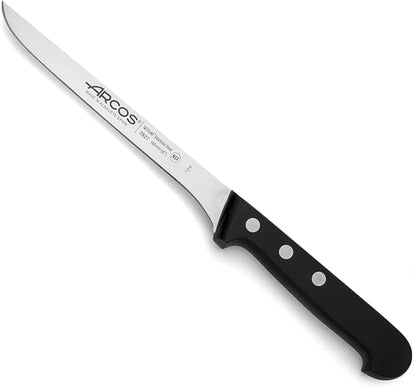 Arcos Fillet Knife 6 Inch Nitrum Stainless Steel. Ergonomic Polypropylene Handle and 160 mm Blade.Sharp Steak Knife to Fillet Meat and Fish. Series Universal. Color Black