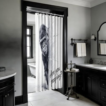 Small Stall Shower Curtain Rv Fun Black White Gorilla, 36 x 72 Inch