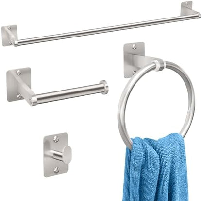 KLJKPA Brushed Nickel Bathroom Accessories Set, 4 PCS Bathroom Hardware Set