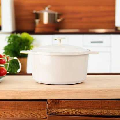 Dutch Oven 5 Qt with Lid, Lightweight Aluminum Nonstick Ceramic Pot, Gotham Steel Dutch Oven for Bread Baking, PFOA & PFAS Free, 500°F Rated, Dishwasher Safe, Induction Compatible - Cream
